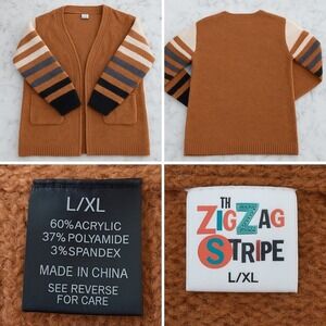 The ZigZag Stripe Open Cardigan Women L/XL‎ Camping Outdoors Casual Classic